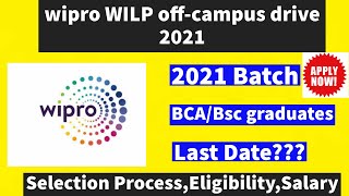 Wipro WILP off campus Recruitment 2021 freshers job recruitment BscBCA  Apply Now [upl. by Domini]