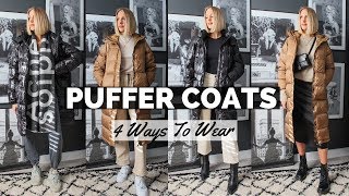 PUFFER JACKET WAYS TO WEAR  Long Puffa Coats from Missguided amp Everlane Aka sleeping bag coat [upl. by Madonia]