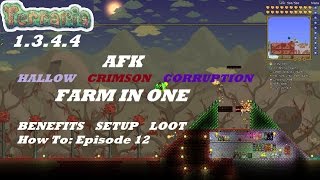 Terraria 1344 HOW TO  Build an AFK Hallow Corruption Crimson Farm in ONE  Expert  Episode 12 [upl. by Darryn]