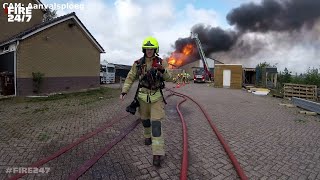 DUTCH FIREFIGHTERS  GROTE BRAND  BRANDWEER BARENDRECHT [upl. by Aennil]