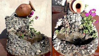 Como hacer una fuente de agua de piedra  Jardinería en Casa [upl. by Sartin473]