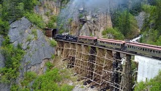 White Pass amp Yukon Steam 73 with Aerial Videos at 1915 [upl. by Anilag71]