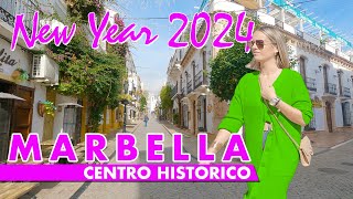 Marbella old town walk  New Year 2024  Costa del Sol beachfront to town 4K virtual tour [upl. by Duomham127]