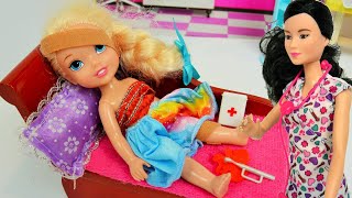 Elsia and Annia Tree Climbing Story with Barbie  Learning to be Careful [upl. by Lentha585]