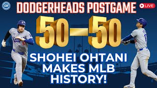 DodgerHeads Postgame Shohei Ohtani becomes first 5050 player amp breaks Dodgers record [upl. by Gibby]