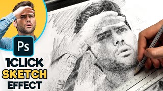 1CLICK Photo to Pencil Drawing Sketch Effect  Photoshop Tutorial [upl. by Yraunaj]