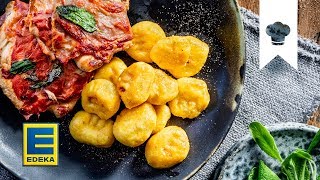 Saltimbocca Rezept  Kalbschnitzel mit Parmaschinken und selbstgemachten Gnocchi  EDEKA [upl. by Neva]