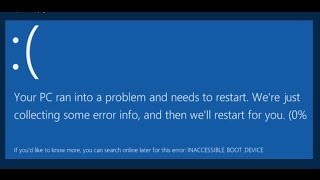 How to FIX  Your PC Ran Into a Problem and Needs to Restart  INACCESSIBLEBOOTDEVICE [upl. by Eidissac]