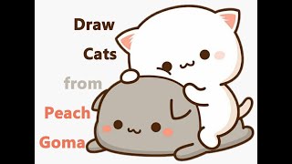 How to Draw Super Cute Kawaii Cats from Peach Goma Easy Step by Step Drawing Tutorial [upl. by Yeznil]