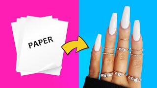 DIY  HOW TO MAKE WATERPROOF FAKE NAILS FROM quotPAPERquot AT HOME  NAIL HACK [upl. by Mcmahon569]