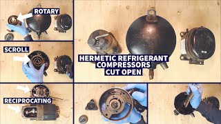 Scroll Reciprocating Rotary Hermetic Refrigerant Compressors Cut Open [upl. by Shien]