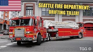 Tiller Drift Seattle Fire Department NEW Ladder 4 Responding [upl. by Tillo462]