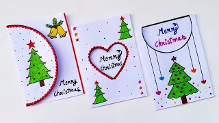 3 Easy amp Beautiful white paper christmas Card makingDIY Merry Christmas greeting cardHandmade card [upl. by Yug]