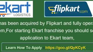 How To Open Ekart Courier Franchise India  Ekart Logistics [upl. by Donahue17]