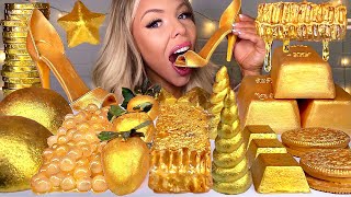 ASMR EDIBLE GOLD BARS 24 KARAT GOLD HONEYCOMB EDIBLE STILETTO UNICORN HORN JELLY MUKBANG 먹방 [upl. by Charles903]