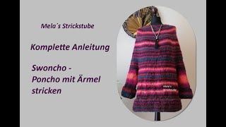 Ragmela 64  Swoncho Poncho mit Ärmel stricken [upl. by Dar]