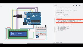 Termômetro Digital com Arduino display de LCD e TMP36 tinkercad [upl. by Horatio220]