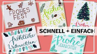 Weihnachtskarten schnell  einfach selber machen  5 DIY´s in letzter Minute [upl. by Tewfik]