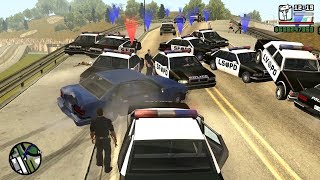 The Biggest Police Chase in GTA San Andreas History 100 Cops VS 1 Car [upl. by Thirzi]