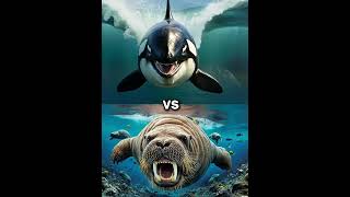 Killer Orca Whale vs Megalodon vs Dolphin shark blue whale turtle seal funny animals facts [upl. by Humfrey]