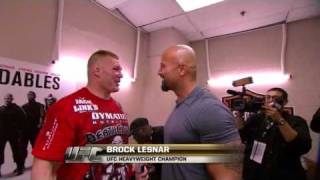 UFC 116 Year 2010  Brock Lesnar amp The Rock hug [upl. by Winnick623]