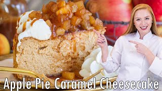 The BEST Apple Pie Caramel Cheesecake Recipe With Apple Pie Filling amp Whipped Cream [upl. by Eiderf]