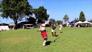 GLADIATOR FIGHT  Retiarius vs Thraex at Tauranga Timetravellers Faire 2019 [upl. by Airetnahs]