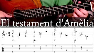 EL TESTAMENT D AMELIA  Full Teaching Video with TAB  Fingerstyle Guitar [upl. by Atilegna]