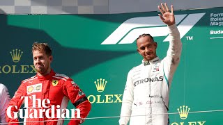 Lewis Hamilton celebrates his sixth Hungarian Grand Prix [upl. by Ahsilam]