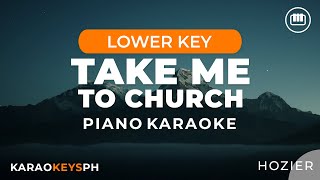 Take Me To Church  Hozier Lower Key  Piano Karaoke [upl. by Odnamla200]