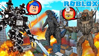 GILA TRI TITAN UPGRADE VS GODZILLA VS SKIBIDI TOILET EMPEROR DI ROBLOX [upl. by Gazzo]