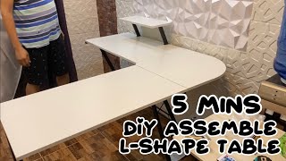 Easy DIY 5 MINS Assemble of LShape Computer Table [upl. by Aiza204]