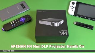 APEMAN M4 Mini DLP Projector Hands On [upl. by Adnilasor]