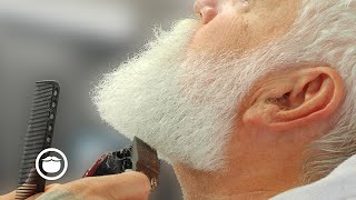 40 Year Beard Gets 1st Professional Cut EVER [upl. by Adlitam]