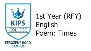 Times Poem  1st Year English [upl. by Neelyad]