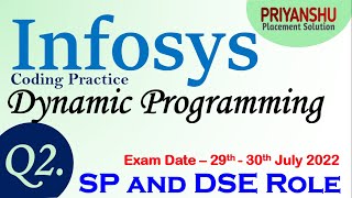 Q2 Infosys SP and DSE Coding Practice  Infosys SP Coding Question  Infosys Dynamic programming [upl. by Towrey]