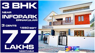 Near Infopark Kakkanad 3BHK Price 77 Lakhs Ernakulam  3 Cents 1550 SqFt price negotiable [upl. by Yeldahc]