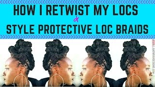 HOW I RETWIST MY LOCS amp HOW TO STYLE PROTECTIVE LOC STYLE Palm Roll Method [upl. by Allehc931]