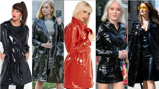 Shiny vinyl amp pvc rain wear jackets outfitshow to style vinyl Rain wear trench coats ideas2021 [upl. by Yrevi]