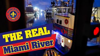 Tug Boat Working the Miami River at Night Lightning Storms [upl. by Anerehs]