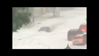 A terrible hailstorm buries cars in Klerksdorp South Africa [upl. by Lebatsirhc226]