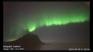 Aurora over Kirkjufell Iceland 09252401 2x playback speed [upl. by Shayn476]