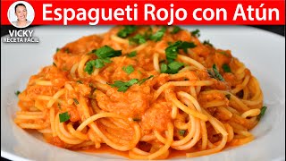 🍝ESPAGUETI ROJO CON ATÚN  VickyRecetaFacil [upl. by Mercedes523]