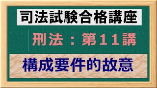 〔独学〕司法試験・予備試験合格講座 刑法（基本知識・論証パターン編）第１１講：構成要件的故意 〔2021年版・刑法改正対応済み〕 [upl. by Attebasile]