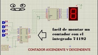 contador ascendente y descendente 74192 [upl. by Eilssel]