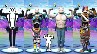 All Meowscles Skins with Builtin Emotes in Fortnite Battle Royale [upl. by Enimassej]