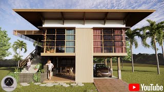 ELEVATED TROPICAL HOUSE  MODERN BAHAY KUBO INSPIRED  FLOOD PROOF HOUSE DESIGN  7x10m PLAN [upl. by Peggi]