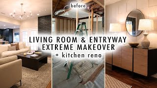 LIVING ROOM amp ENTRYWAY MAKEOVER Traditional Organic Modern BEFORE amp AFTER  XO MaCenna [upl. by Ytok]