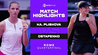 Karolina Pliskova vs Jelena Ostapenko  2021 Rome Quarterfinal  WTA Match Highlights [upl. by Annawek]