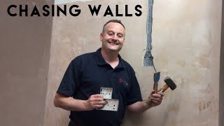 How to Chase a Wall and Fit a Flush Single or Twin Socket Box In a Plastered Brick Walls Chasing [upl. by Wivina]